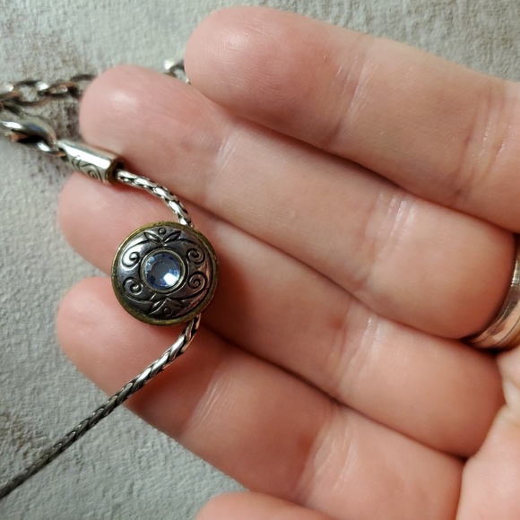 Brighton Necklace Celestial Blue Crystal Reversable Pendant Silverplate Retired - Picture 9 of 10